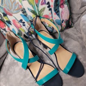 Colorblock strappy heels